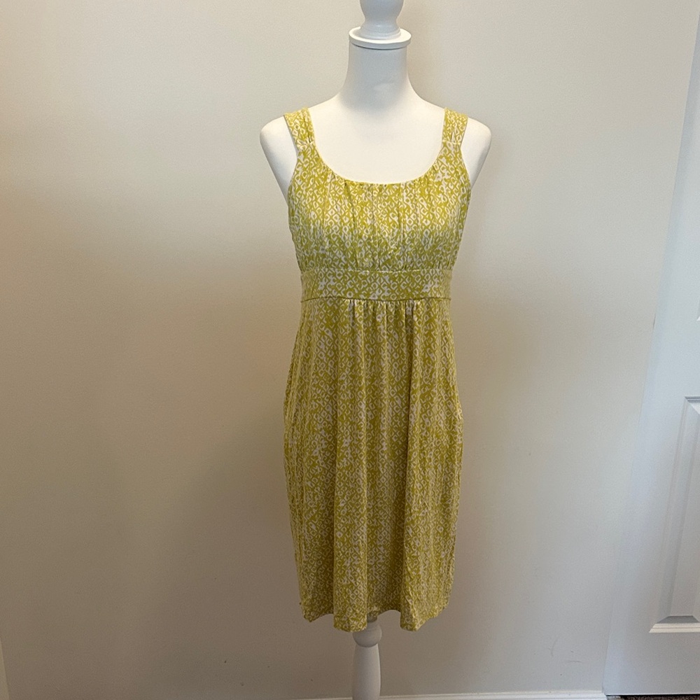Ann Taylor Yellow Patterned Midi Dress